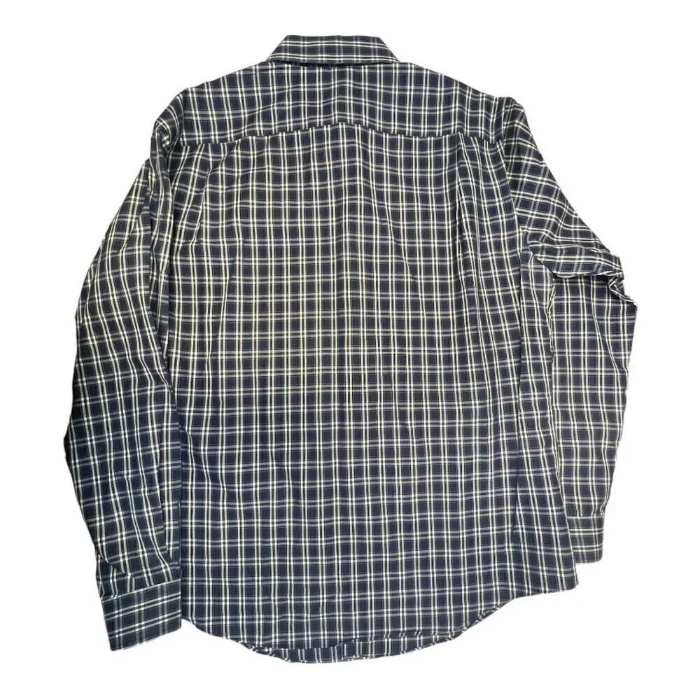 The Men's Store Bloomingdale's Blue Plaid Button Up Shirt Size XLarge Cotton